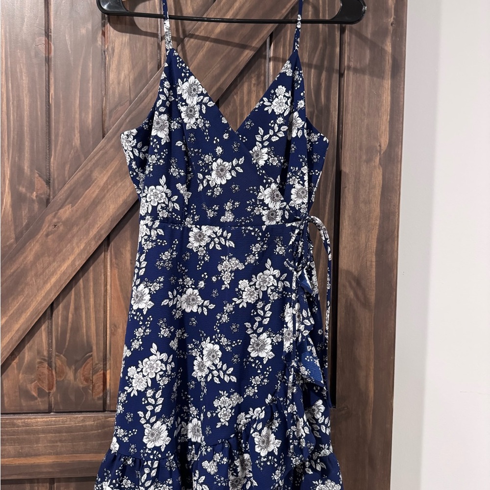Altar'd State Navy and White Floral Midi Dress